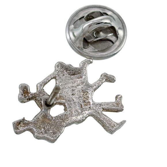 Vintage Sterling Silver 925 Ballroom Couple Dancer Hat Tie Lapel Pin Brooch - Picture 3 of 5